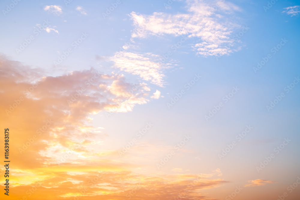 Beautiful , luxury soft gradient orange gold clouds and sunlight on the blue sky perfect for the background, take in evening,Twilight, Large size, high definition landscape photo Beautiful , luxury soft gradient orange gold clouds and sunlight on the blue sky perfect for the background, take in evening,Twilight, Large size, high definition landscape photo