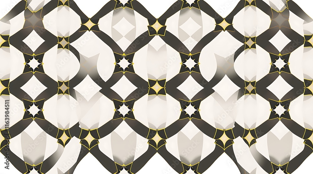 Fototapeta premium Abstract Geometric Pattern: Interlocking black and white lines create a mesmerizing, dynamic visual pattern that evokes a sense of intricate beauty and timeless design. 