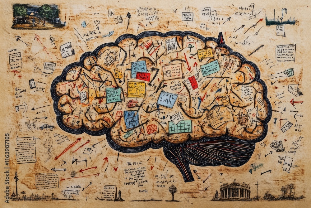 Fototapeta premium The Cluttered Mind Map, Attention Deficit/Hyperactivity Disorder ADHD