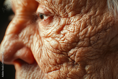 Close-Up of Aged Human Skin with Wrinkles photo