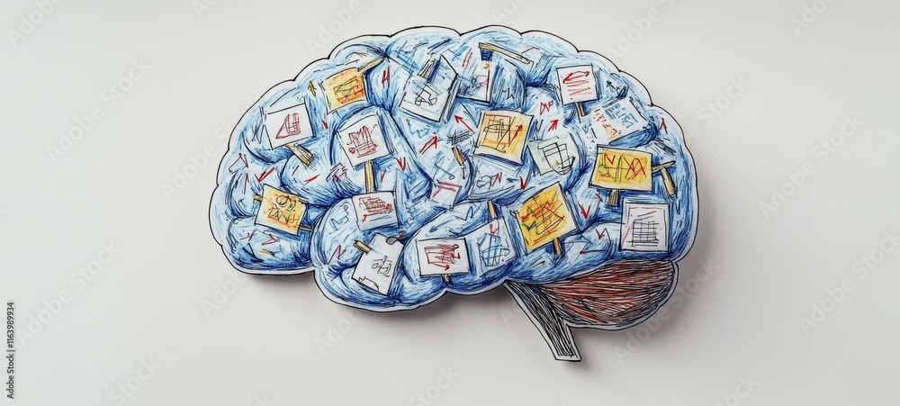 Fototapeta premium The Cluttered Mind Map, Attention Deficit/Hyperactivity Disorder ADHD