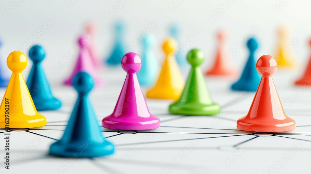 Colorful Game Pieces Connecting on a Board with a Soft Blur Effect Colorful Game Pieces Connecting on a Board with a Soft Blur Effect