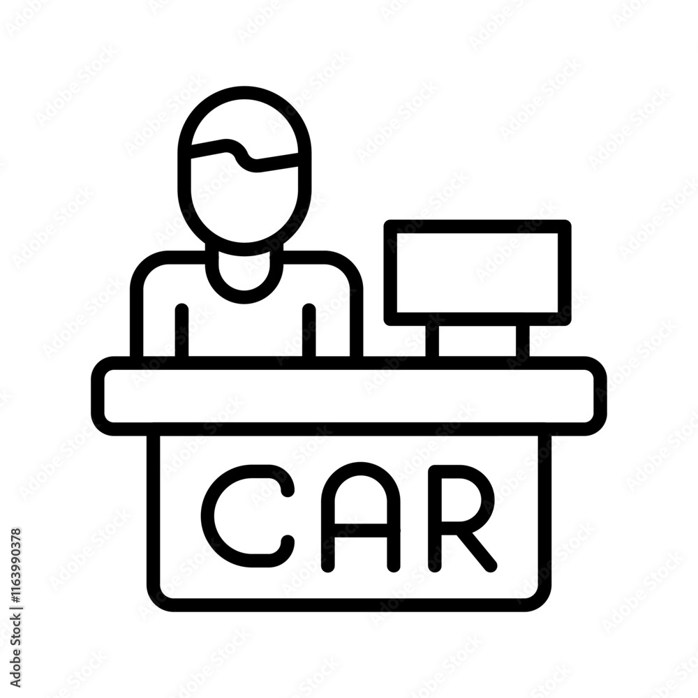 Car Rental Counter Vector Icon Car Rental Counter Vector Icon