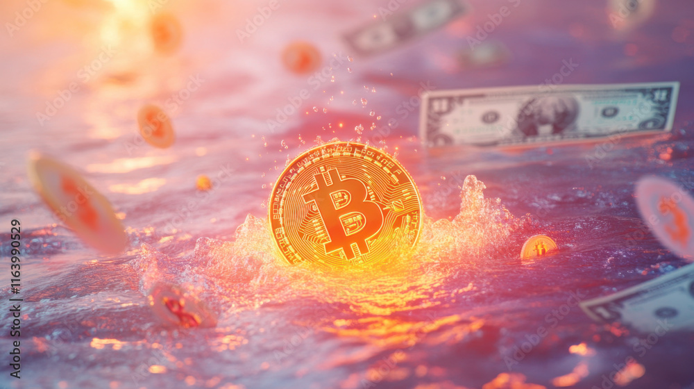 BTCUSD, A vibrant image of a glowing Bitcoin coin floating in a digital pool, perfect for representing cryptocurrency themes and innovation. BTCUSD, A vibrant image of a glowing Bitcoin coin floating in a digital pool, perfect for representing cryptocurrency themes and innovation.