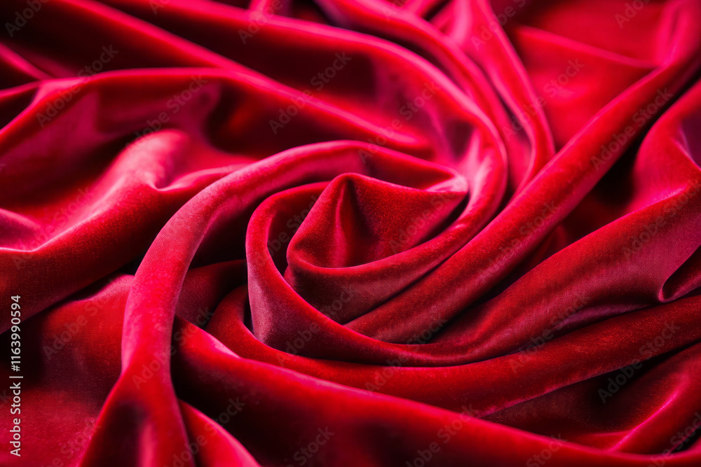 Fototapeta premium Luxurious ruby red velvet fabric with rich, deep jewel tone texture