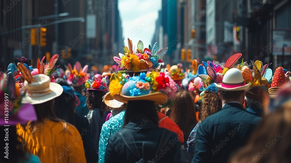 Obraz premium Easter parade in New York City with elaborate hats.