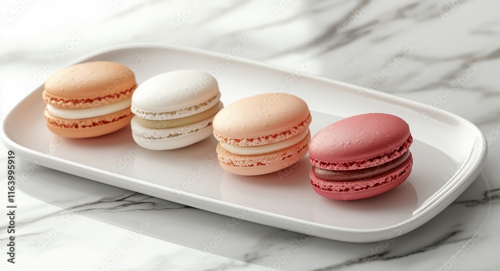 Obraz premium Colorful Macarons on a White Plate
