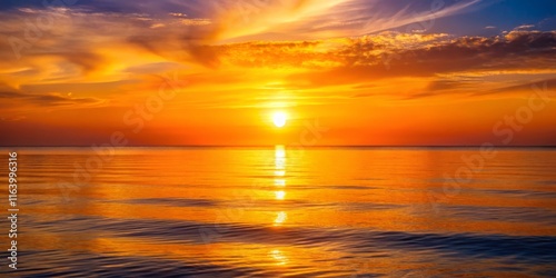 Minimalist Sunset Ocean Reflection: Calm Sea at Golden Hour