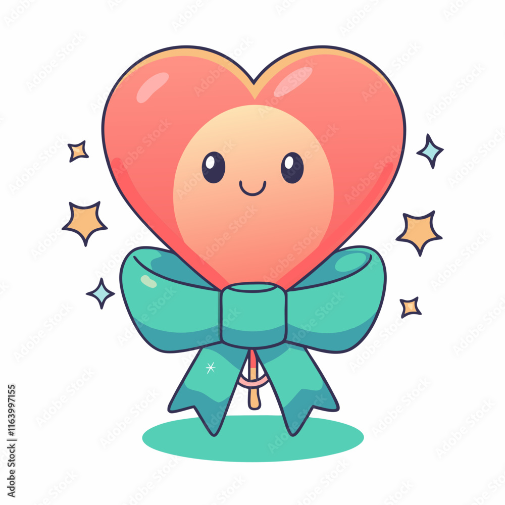 Valentine's day heart balloon cute illustration whimsical art cheerful setting playful viewpoint love concept Valentine's day heart balloon cute illustration whimsical art cheerful setting playful viewpoint love concept