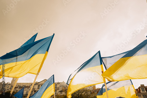 Wallpaper Mural Ukrainian flags at a rally against the war Torontodigital.ca