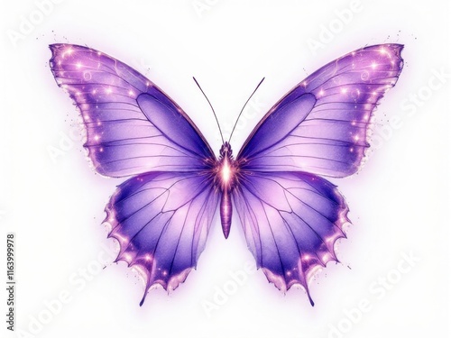 Elegant purple butterfly, creating a delicate and magical image, suitable for nature-themed designs or fantasy illustrations.