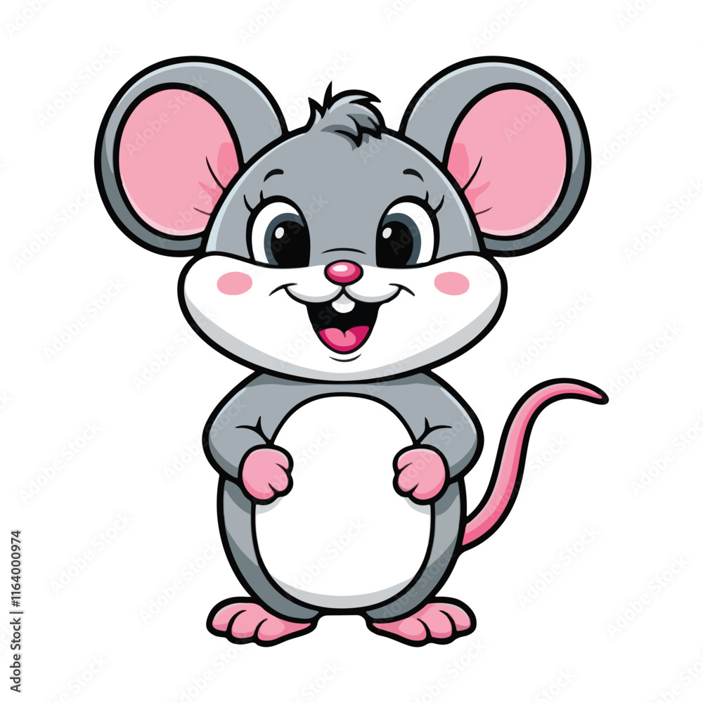Cute Cartoon mouse with blank sign White Background Cute Cartoon mouse with blank sign White Background