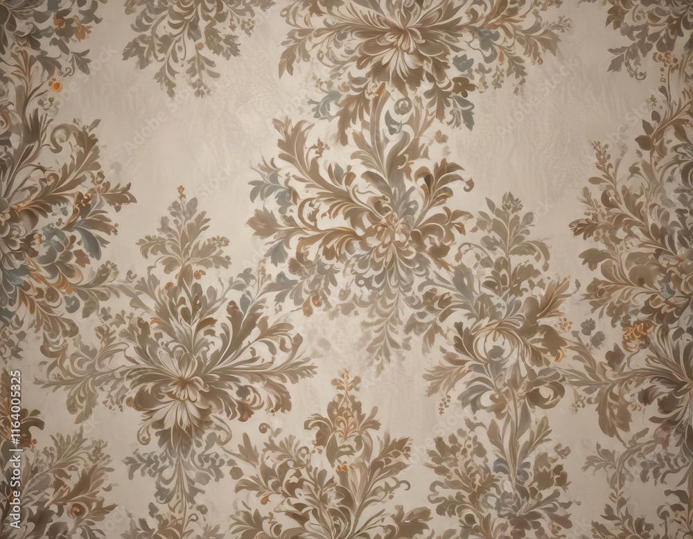 Damask pattern with intricate floral designs on a soft, muted background, classic design, floral pattern, wall decor Damask pattern with intricate floral designs on a soft, muted background, classic design, floral pattern, wall decor
