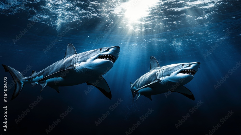 Fototapeta premium Dramatic Deep Sea Predators in Ambient Lighting