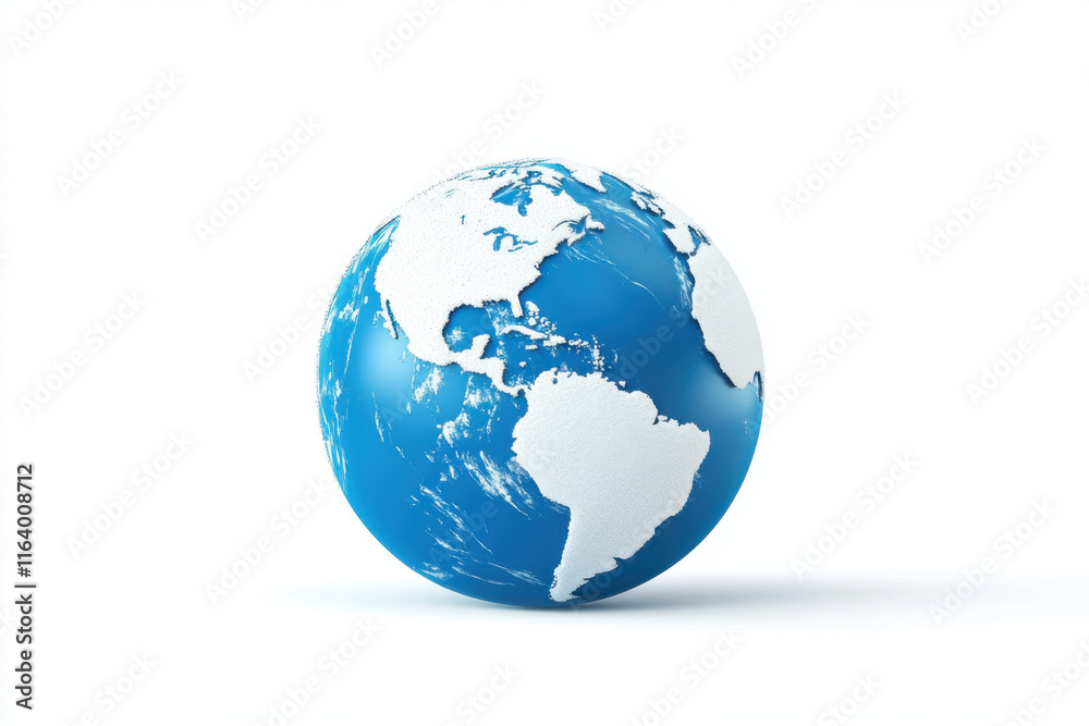modern globe depicting snow covered Earth, showcasing vibrant blue oceans and white continents, evokes sense of wonder and beauty modern globe depicting snow covered Earth, showcasing vibrant blue oceans and white continents, evokes sense of wonder and beauty