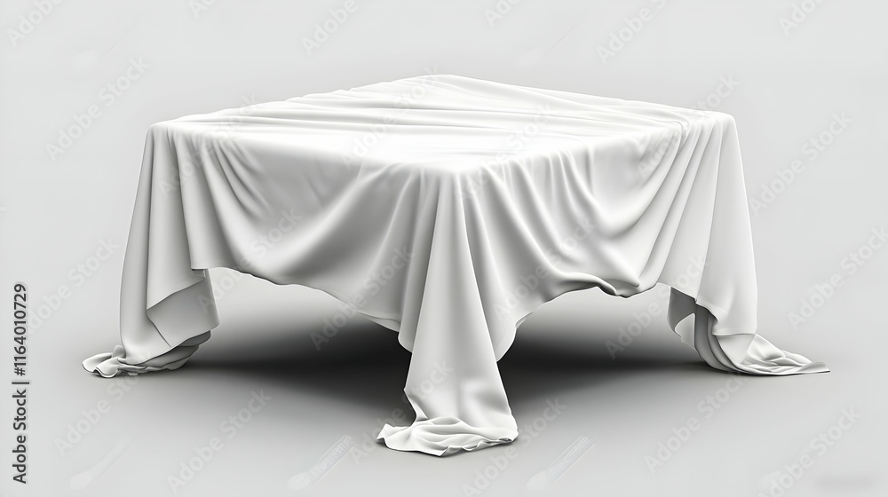 Draped Cloth on a Cube 3D Model Render Draped Cloth on a Cube 3D Model Render