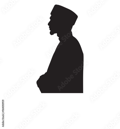 Muslim Man Perform a Praying Silhouette Vector illustration 