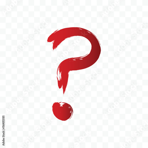 Watercolor abstract ink grunge paint red question mark sign symbol png on transparent background