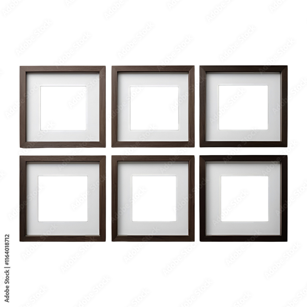Elegant Set of Six Blank Wooden Picture Frames for Creative Display

