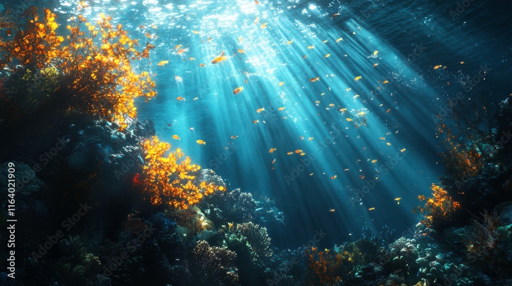 Fototapeta premium Underwater Adventure with Artistic Sunlight Effects