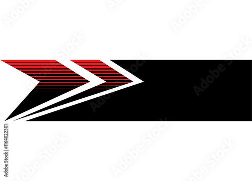 Sports vector pattern for sports car, boat, moto, toy, sportswear, packaging. Design element on white background. Striped Racing stripe. Arrow. Abstract pointer. Vector background. line
