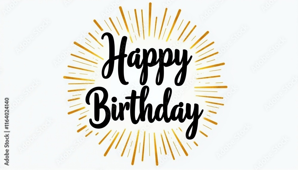 Fototapeta premium Festive Birthday Celebration Greeting with Sunburst Design