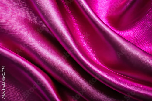 Luxurious fuchsia silk fabric with smooth, lustrous texture