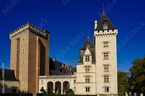 Pau, France. In the heart of the city is the Pau Castle. It is the emblematic monument of the city. The architecture of the monument bears witness to a history of more than a thousand years.  photo