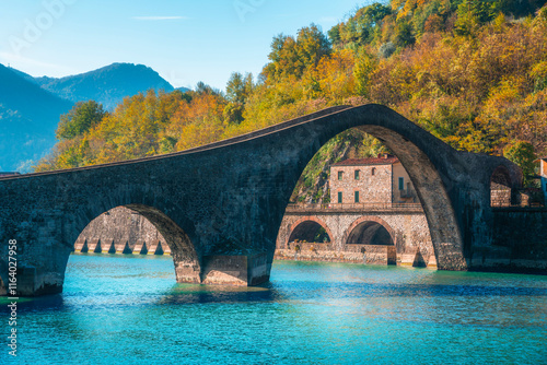 Bridge of the Devil or Ponte della Maddalena in Garfagnana. Tuscany, Italy. photo