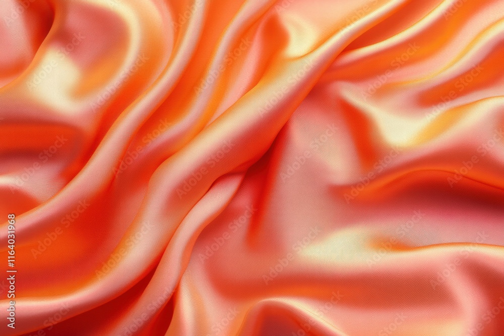 Fototapeta premium A close-up view of smooth, flowing orange satin fabric.