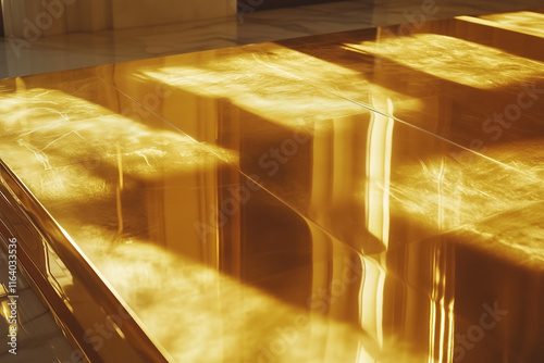 Polished gold surface with a radiant shine