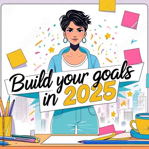 Build Your Goals in 2025 - Motivational Illustration