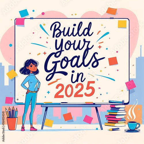 Build Your Goals in 2025 - Motivational Illustration