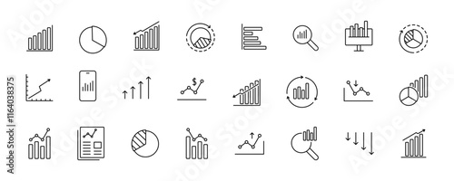Growth graph icon set. Chart increase, business chart icons. Statistics and analytics icon collection