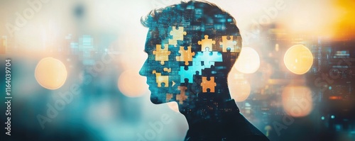 Human Mind Puzzle: Solving Complexities in a Digital Age, Abstract Conceptual Art