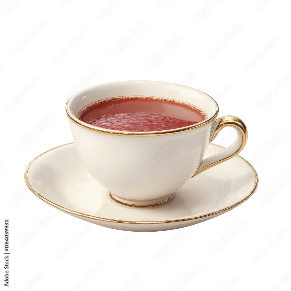 Delicate Porcelain Teacup with Saucer Filled with Red Beverage Delicate Porcelain Teacup with Saucer Filled with Red Beverage