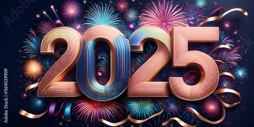2025 Creative and festive design celebrating the beginning of the year 2025