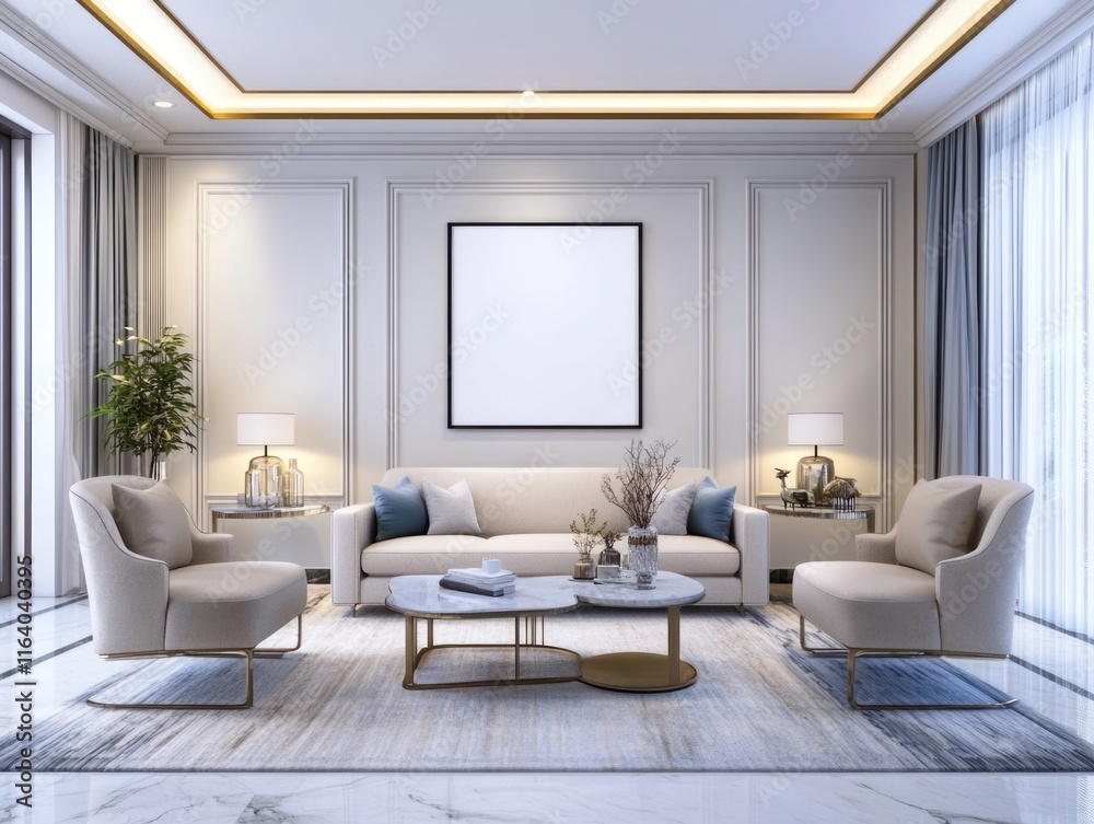 Fototapeta premium Elegant Living Room Interior Design with Modern Furniture