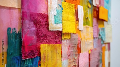 Vibrant Abstract Wall Art Composition for Modern Interiors Colorful Mixed Media Textures and Layers Display photo