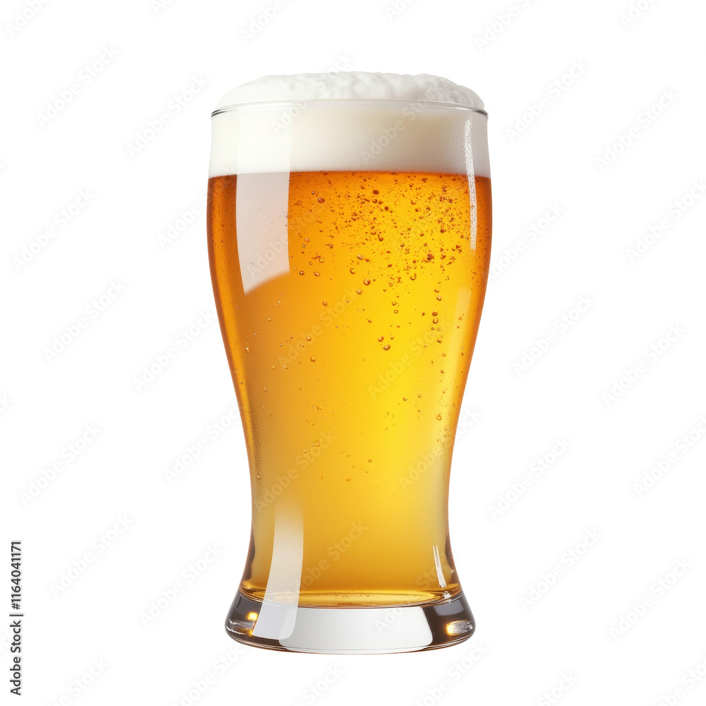 Detailed 3D Illustration of a Frothy Beer Glass with Bubbles Detailed 3D Illustration of a Frothy Beer Glass with Bubbles