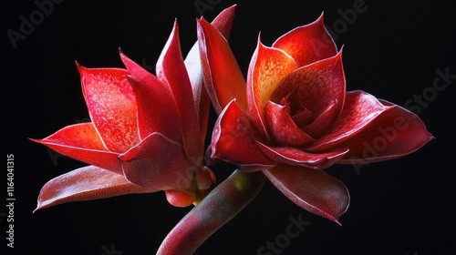 Aloe arborescens vibrant red winter flowers showcasing succulent beauty against a dark background for botanical and floral themes