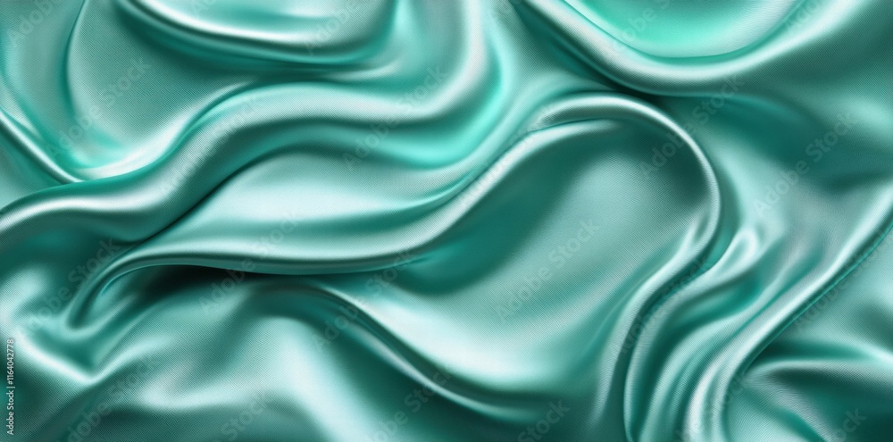 Obraz premium Smooth, flowing teal fabric creating an elegant and luxurious texture.