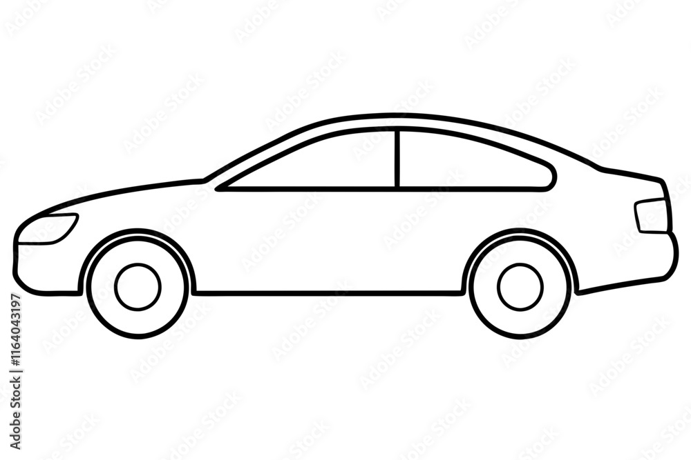 Minimal Car Outline Vector Illustration - SVG Design for Graphic Projects Minimal Car Outline Vector Illustration - SVG Design for Graphic Projects