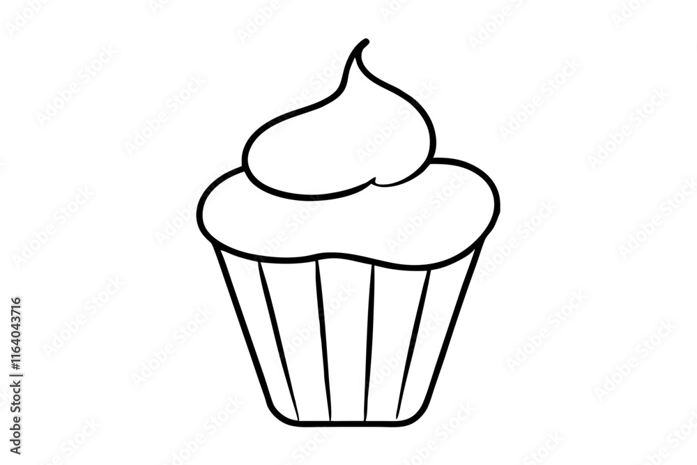 Minimalist Cupcake Line Art Drawing for Design Minimalist Cupcake Line Art Drawing for Design
