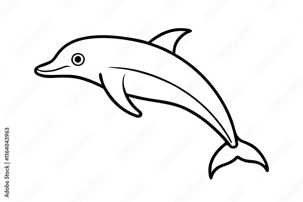 Minimalist Dolphin Line Art Icon - Vector Illustration Minimalist Dolphin Line Art Icon - Vector Illustration
