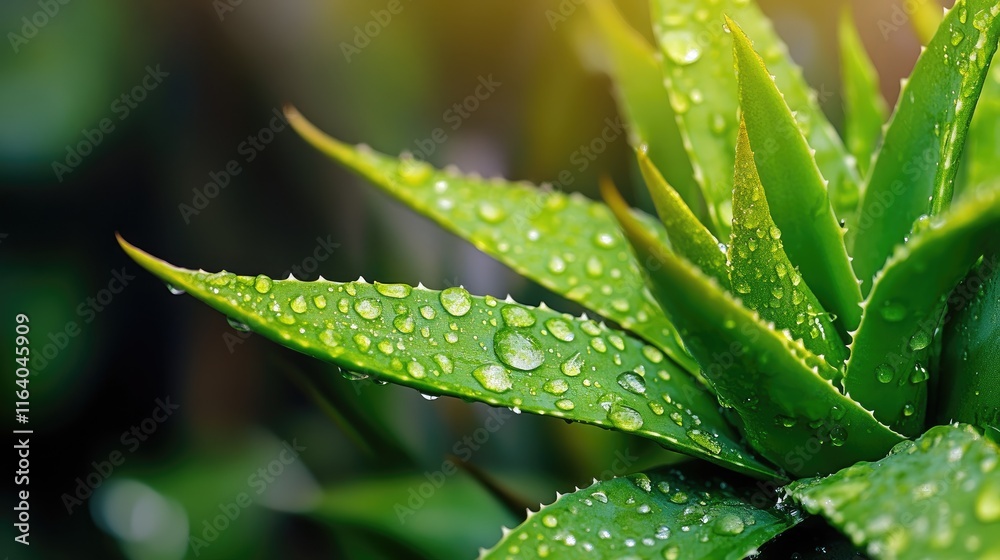 Aloe Vera Leaves with Water Droplets Ideal for Natural Skincare and Spa Treatments Aloe Vera Leaves with Water Droplets Ideal for Natural Skincare and Spa Treatments