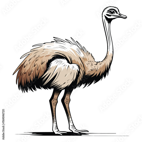 Ostrich icon vector line art illustration