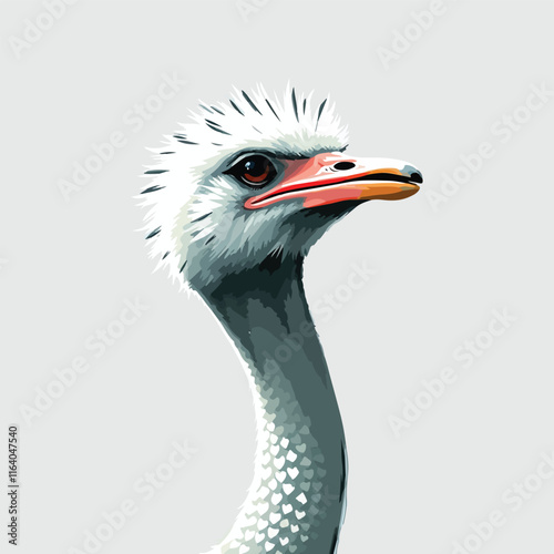 Ostrich icon vector line art illustration