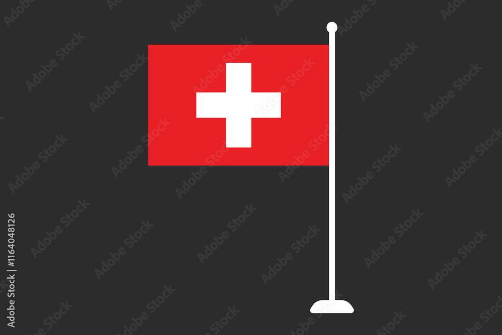 Obraz premium Switzerland flag, The flag of Switzerland, Flag of Switzerland national country symbol illustration Vector, Rectangle Switzerland flag illustration, Flat vector illustration 