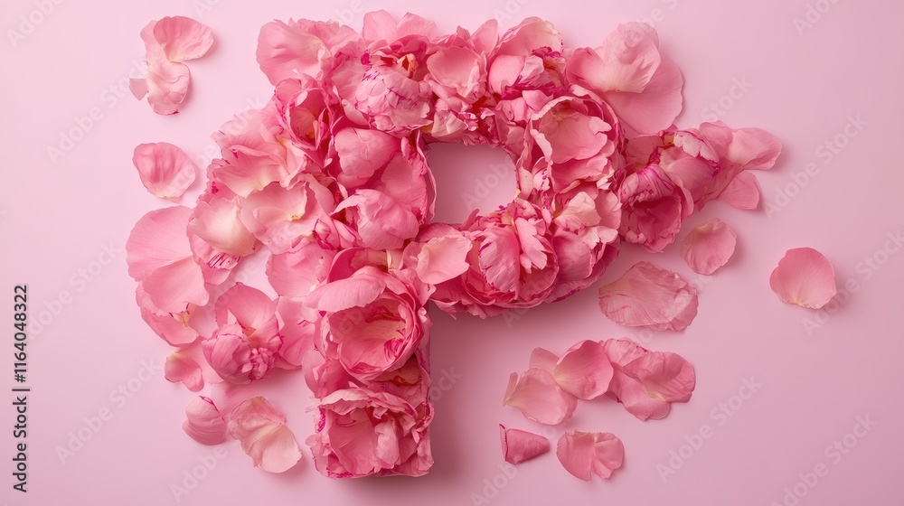 Peony Petal Letter P Floral Alphabet Design for Elegant and Artistic Backgrounds Peony Petal Letter P Floral Alphabet Design for Elegant and Artistic Backgrounds